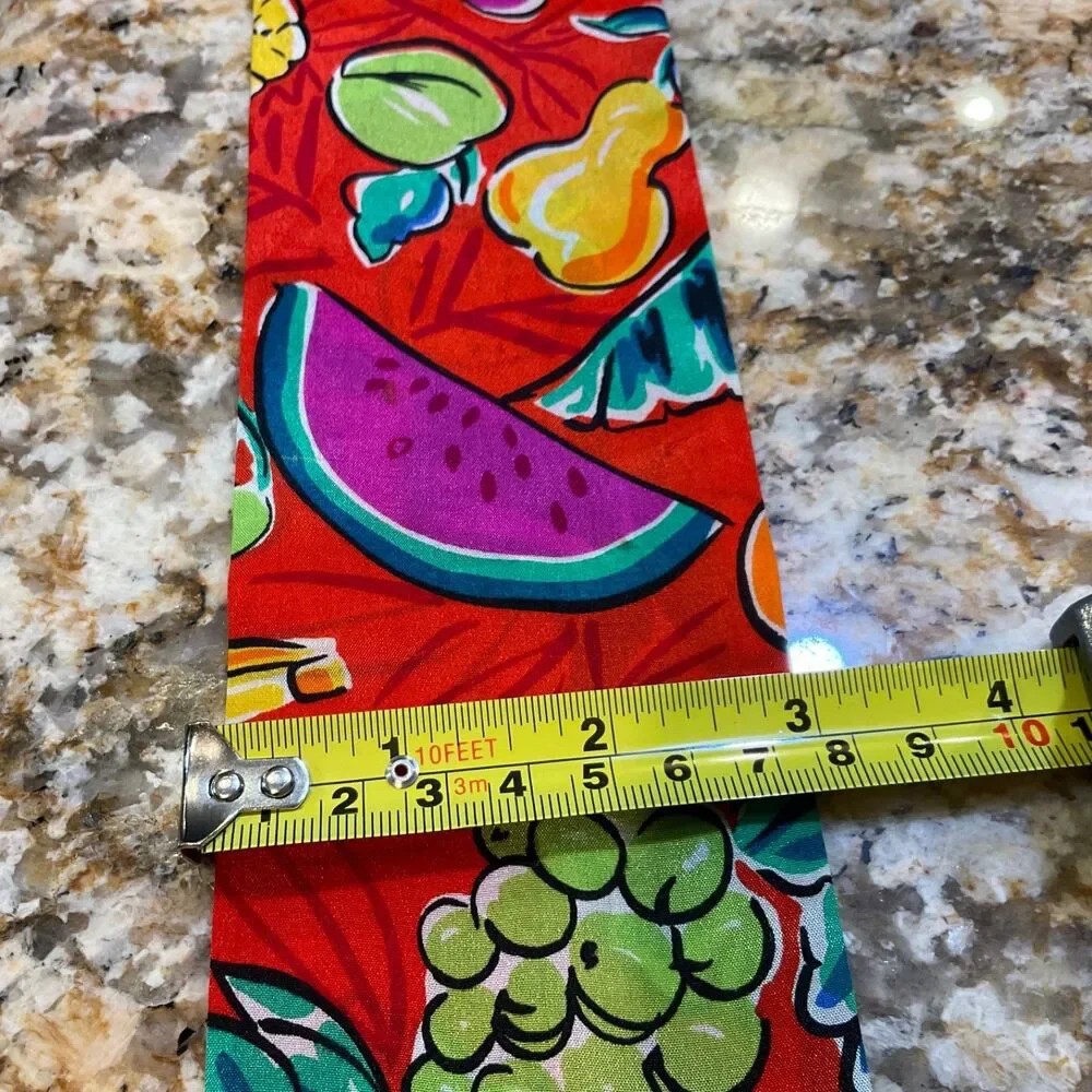 Vintage Liz Claiborne Vibrant Novelty Print Silk Rectangular Neck Scarf 3”X 43”